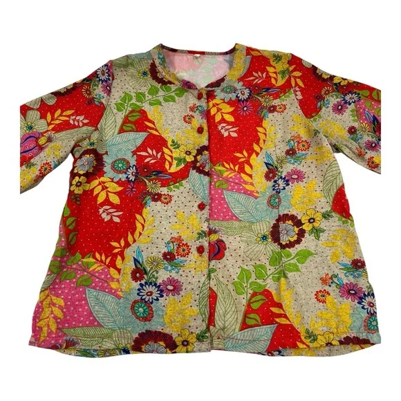VINTAGE Korean Floral Patchwork Silk Blouse | M | Multicolor | Eclectic Boho - Picture 3 of 13